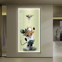 Fashionable Home Wall Decoration Cartoon Mickey Hanging Painting Creative Large Digital Clock LED Luminous Painting Wall Clock