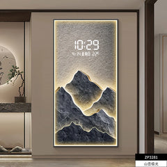 Home Decor LED Lights Digital Display Wall Clock Living Room Wall Decoration Hanging Painting Digital Electronic Clock