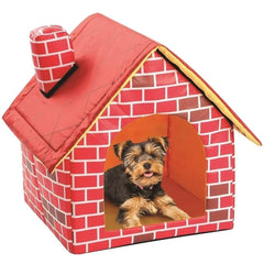 Foldable Kennel Small Dog Cat Kennel Warm and Comfortable Portable Brick Wall Style Pet Dog House Cat Bed Pet Shop