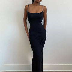 Women's Wear Summer New High Elastic Tight Casual Skirt Sleeveless Sexy Long Suspender Butt Lift Fishtail Dress