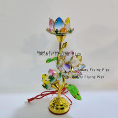 Colorful Petal Lotuscandlestick Temple Power Supply Table Candlestick Lotus Candlestick Buddha Candle Holder Home Decoration