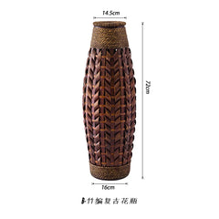Ins Grass Rope Woven Vase Handmade Flower Insert Holder Large Floor Standing Living Room Decor Retro Versatile Flower Basket