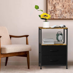 Bedside Table with 2 Fabric Drawers for Small Spaces Bedroom Furniture