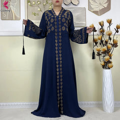New Style Women Muslim Dress Chiffon Open Abaya 2024 Dubai Women Elegant Dress Islamic Clothing Zipper Cardigan Abaya With Scarf