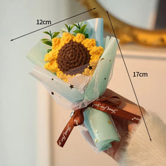 Crochet Knitting Flowers Potted Homemade Crochet Rose Tulip Daisy Office Desktop Ornaments Car Automotive Interior Decoration Home Decor, Plants & flowers