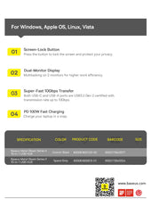 Baseus USB C HUB Dual HDMI 8K 4K Adapter 10-in-1 USB 3.2 10Gbps Splitter with RJ45 SD TF Type C PD 100W for MacBook Pro Air HUB