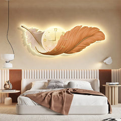 LED Feather Wall Clock Lamp – Home Decor Clock Light