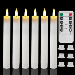 6Pcs Flameless Taper Candles with Holder & Remote LED Candlesticks Battery Operated Flickering Window Candle for Christmas Decor