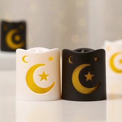 Creative Eid Mubarak Candle Lamp Islamic Ramadan Crescent Moon and Star Night Light Muslim Party Decor Eid Party Supplies