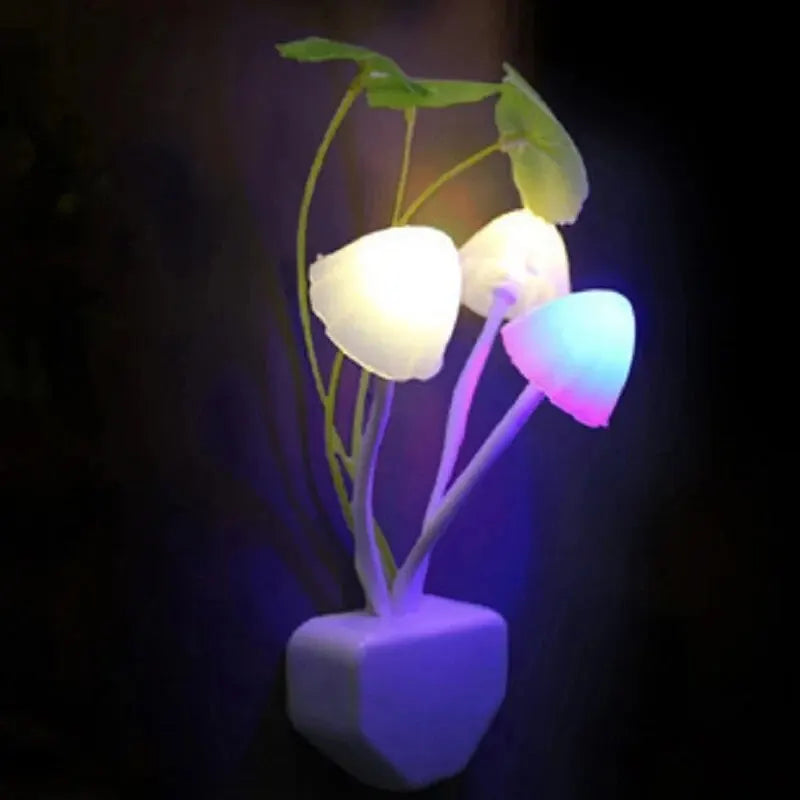 Novelty Mushroom Fungus Night Light EU & US Plug Light Sensor 220V 3 LED Colorful Mushroom Lamp Led Night Lights Home Decor