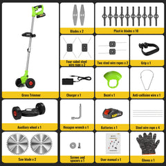CONENTOOL 21V Cordless Electric Grass Trimmer Handheld Lawn Mower with Wheel Garden Yard Pruning Tool for Makita 18V Battery Pin