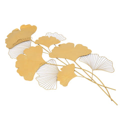 Elegant Golden Ginkgo Leaf Wall Decoration Wall Hanging Art Sculpture Luxurious Iron Art Piece for Home Indoor Living Room