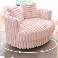 Lounge Lazy Movable Swivel Accent Sofa Chair with Wheels Comfy Soft Leisure Reading Chair Upholstered Cushion Recliner Sofa