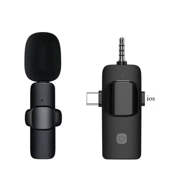 Basix Mini Wireless Lavalier Microphone Noise Cancelling for iPhone Android Cameras - Portable Wireless Mic for Live Interviews