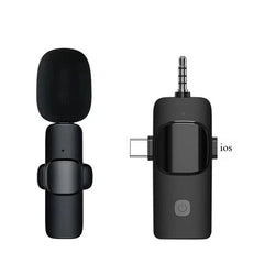 Basix Mini Wireless Lavalier Microphone Noise Cancelling for iPhone Android Cameras - Portable Wireless Mic for Live Interviews