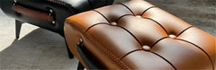 PU Leather Small Ottoman Foot Stool with Wood Legs