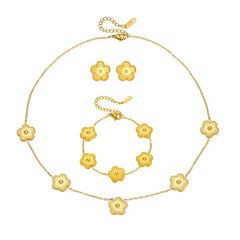 Plum Blossom Five-Leaf Clover Bracelet & Necklace – Y2K Style Jewelry
