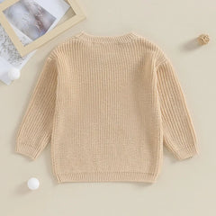 1-5years Toddler Boys Autumn Winter Sweater Long Sleeve Letter Embroidery Pullover Knitwear