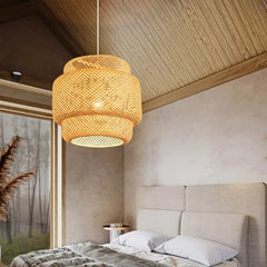 30cm Handwoven Bamboo Pendant Light – Modern Art Chandelier Home Decor
