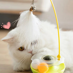 Funny Tumbler Cat Toys for Bite Resistant Removable Turntable Plush Feathers Cat Toy Interactive Cat Teasing Stick Pet Shop