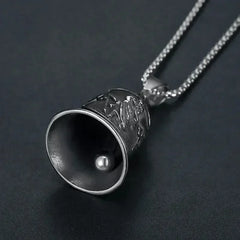 Vintage Christian Jesus Cross Bell Pendant Motorcycle Bell Necklace Punk Biker Religious Exorcist Lucky Jewelry for Men's