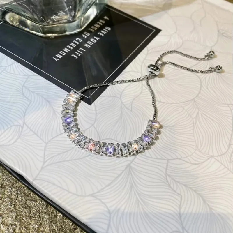 Korea New Design Fashion Jewelry 14K Gold Plated Zircon Star Moon Stretch Adjustable Islamic Bracelet Girl Gift Women Custom Jewelry