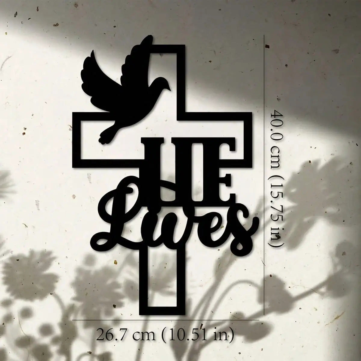 Faith Hope Love Christian Cross Metal Wall Art 15.75in Black Gold Dove Home Decor