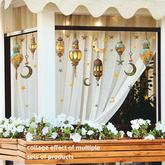 Ramadan Stars Moon Window Sticker Lantern Festival in The Middle East Glass Decorative Stickers Electrostatic Window Stickers