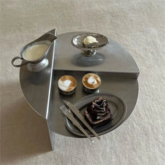 MOMO Stainless Steel Coffee Table Wabi-sabi Style Round Metal Coffee Table Korean Netflix Designer Models Side Table Living Room Furniture