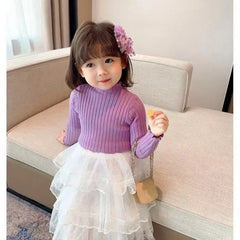 High Neck Baby Sweaters Autumn Winter Kids Boys Girls Long Sleeve Pure Color Knit Sweater Baby Kids Boys Girls Pullover Sweaters