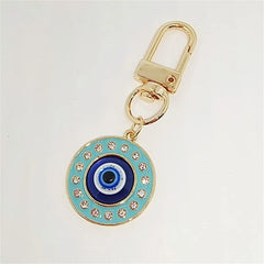 1Pcs Round Evil Eye Keychain Key Ring For Friends Couples Boho Blue Eye Bag Car Key Phone Charm Accessories Jewelry