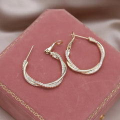 Real Gold Plated Zircon Bead Earrings – Luxury Women’s Party Jewelry