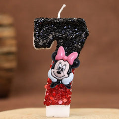 Hot Happy Birthday Number 0-9 Candles Cartoon Mickey Minnie Mouse Candle Cake Cupcake Topper Party Decoration Supplies DIY Gifts