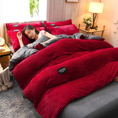 Puffy Duvet Cover Super Soft Plush Bedding Set Fall And Winter Thickened Plush Double Bed Cove