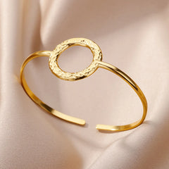 Stainless Steel Wide Bangles for Women Luxury Gold Color Chunky Flower Cuff Bangle Bracelet femme Vintage Wedding Jewelry Gifts