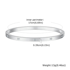 Vnox Waterproof Luxury Bangles Round Zircon For Women,Stainless Steel Classic Wrist Bracelets,Hand Jewelry Mother's Day Card