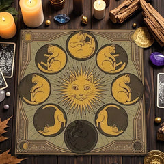 Floral And Sun Tarot Card Tablecloth Altar Cloth Flower Life Spread Tarot Reading Cloth Spiritual Oracle Card Pad