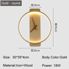 Nordic LED Wall Clock Lamp – Modern Decor Wall Light