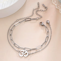 Dawapara Om Ohm Aum Charm Spiritual Pendant Stainless Steel Bracelet Yoga Jewelry Meditation Buddhist Spiritual Amulet