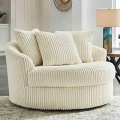 Lounge Lazy Movable Swivel Accent Sofa Chair with Wheels Comfy Soft Leisure Reading Chair Upholstered Cushion Recliner Sofa