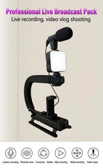 Universal Photography Video Handheld Vlog Stand Stabilizer Kit LED Light Microphone Remote Shutter Phone Camera Video Recording