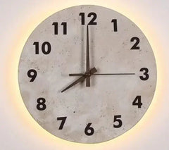 Marble Clock Wall Light Creative Wabi Sabi Yellow Living Room Nordic Restaurant Corridor Circular Travertine Decor Sconce Lamp
