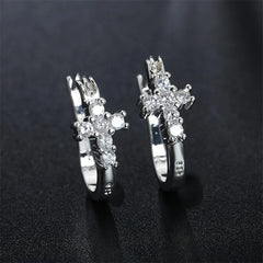 925 Sterling Silver Beautiful Cross Zircon Earrings For Women Fashion Charm Wedding Gifts Jewelry