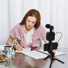 Smartphone Vlogging Kit With Tripod Phone Holder Mini Mic LED Fill Light Starter For Live Stream Video YouTube
