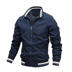 Men's  Autumn and Winter Stand Casual Zipper Jacket Outdoor Sports Coat Windbreaker Jacket for Men Waterproof Bomber