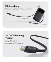 Baseus 22.5W 10000mAh 20000mAh Power Bank Built-In Retractable USB-C & Lightning Cable for iPhone 16 Samsung S25 Xiaomi Poco