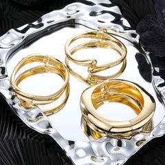 3 Styles Vintage Hip Hop Metal Cuff Bangles Punk Gold Silver Color