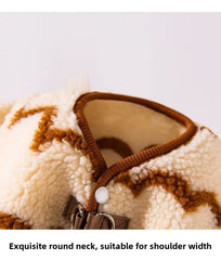 Bulldog Lambs Wool Dog Clothe Winter Warm Wavy Stripes Costume Pet Jacket for Small Medium Dogs Outdoor Pet Accessories