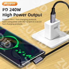 100W USB C To Type C Cable PD 3.1 240W Fast Charging Charger Cord USB-C 5A Type C Data Cable For Macbook iPad Samsung Xiaomi 2m