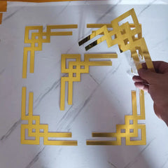 4pcs Acrylic Mirror Sticker Right Angle Corner Hollow Stickers Self Adhesive Removable Wall Mirror Stickers for Home Decor